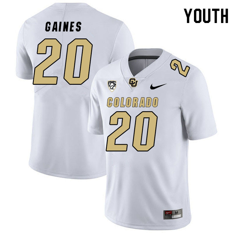 Youth #20 Willie Gaines Colorado Buffaloes College Football Jerseys Stitched Sale-White